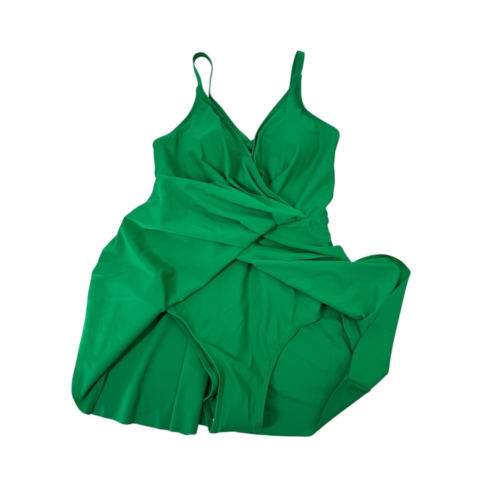 Cupshe NWT Green Skirted One Piece Swimsuit Crisscross Back Swim Dress Medium M - Picture 7 of 14